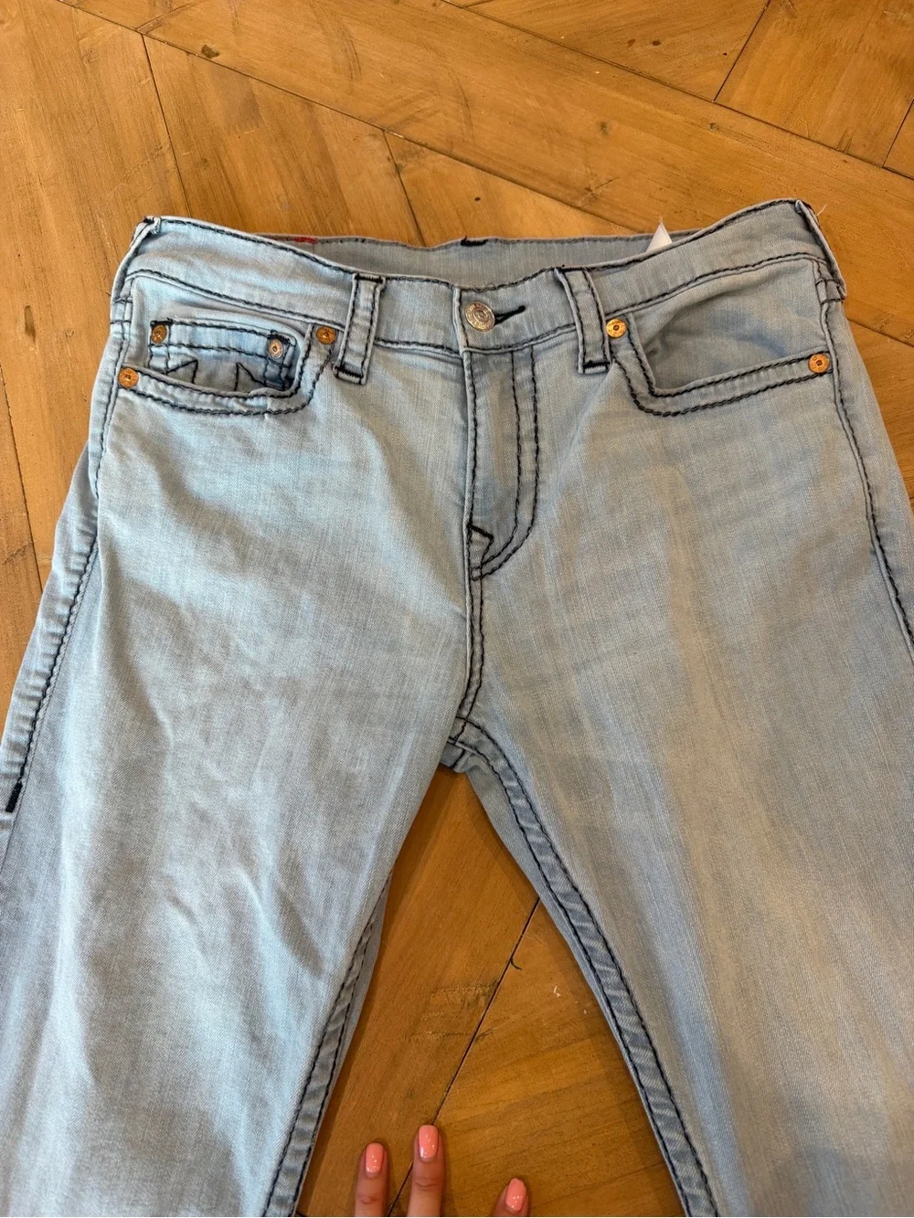 True Religion Men’s Rocco Relaxed Light Wash Skinny Jeans - Light Blue 34